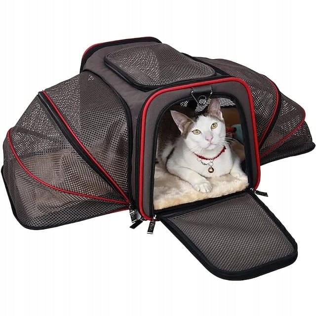 Cat Transporter Folding Padded Carrying Bag Black 45x28