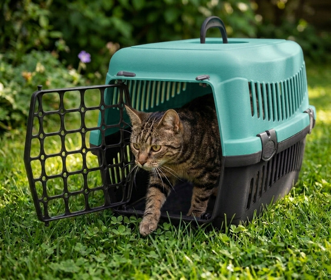 Cat Transporter Large Rabbit Dog Box Cage for Car Bag Green Packaging status original