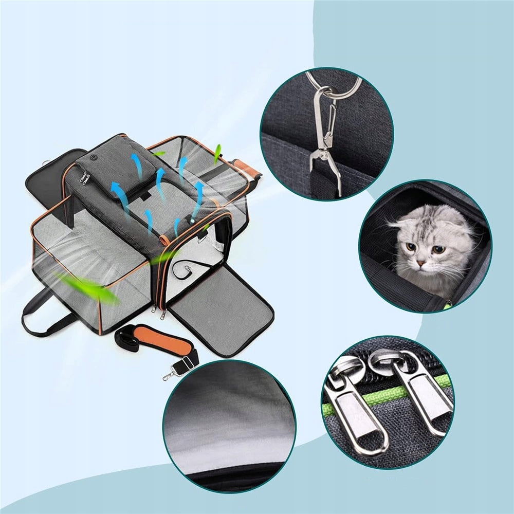 Cat Transporter with Extension Travel Bag Breathable L 48cm Brand no brand