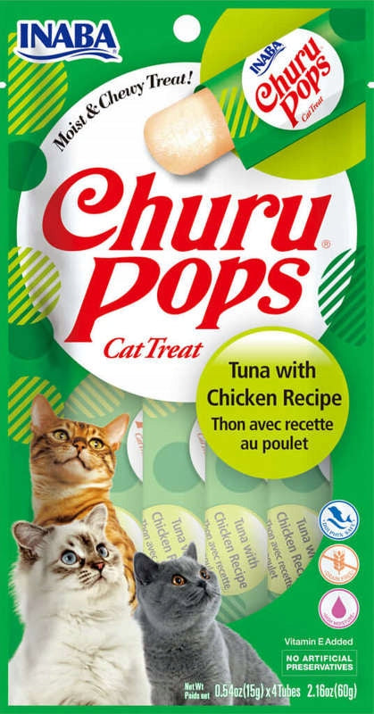 Cat Treat Paste - Inaba Churu Pops - Tuna with Chicken 4x15g