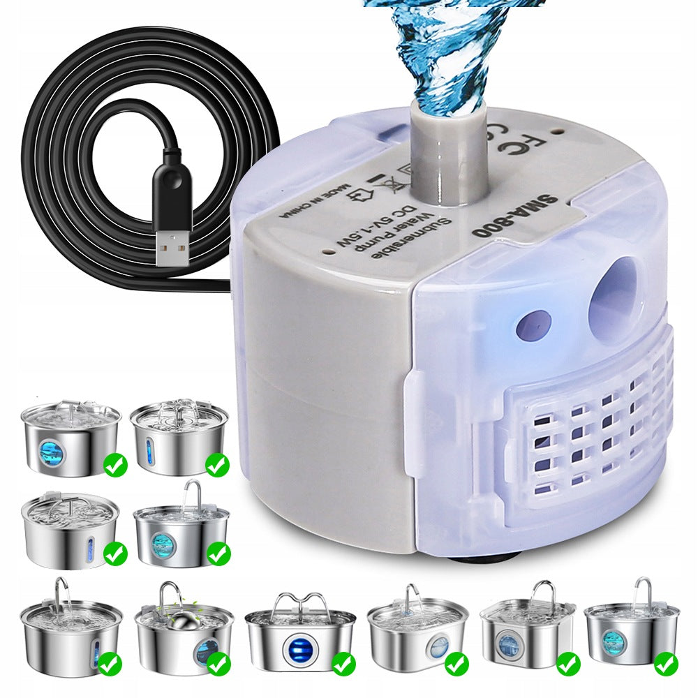 Cat Water Fountain Pump Replacement Ultra Quiet USB Pump for Pet Fountain