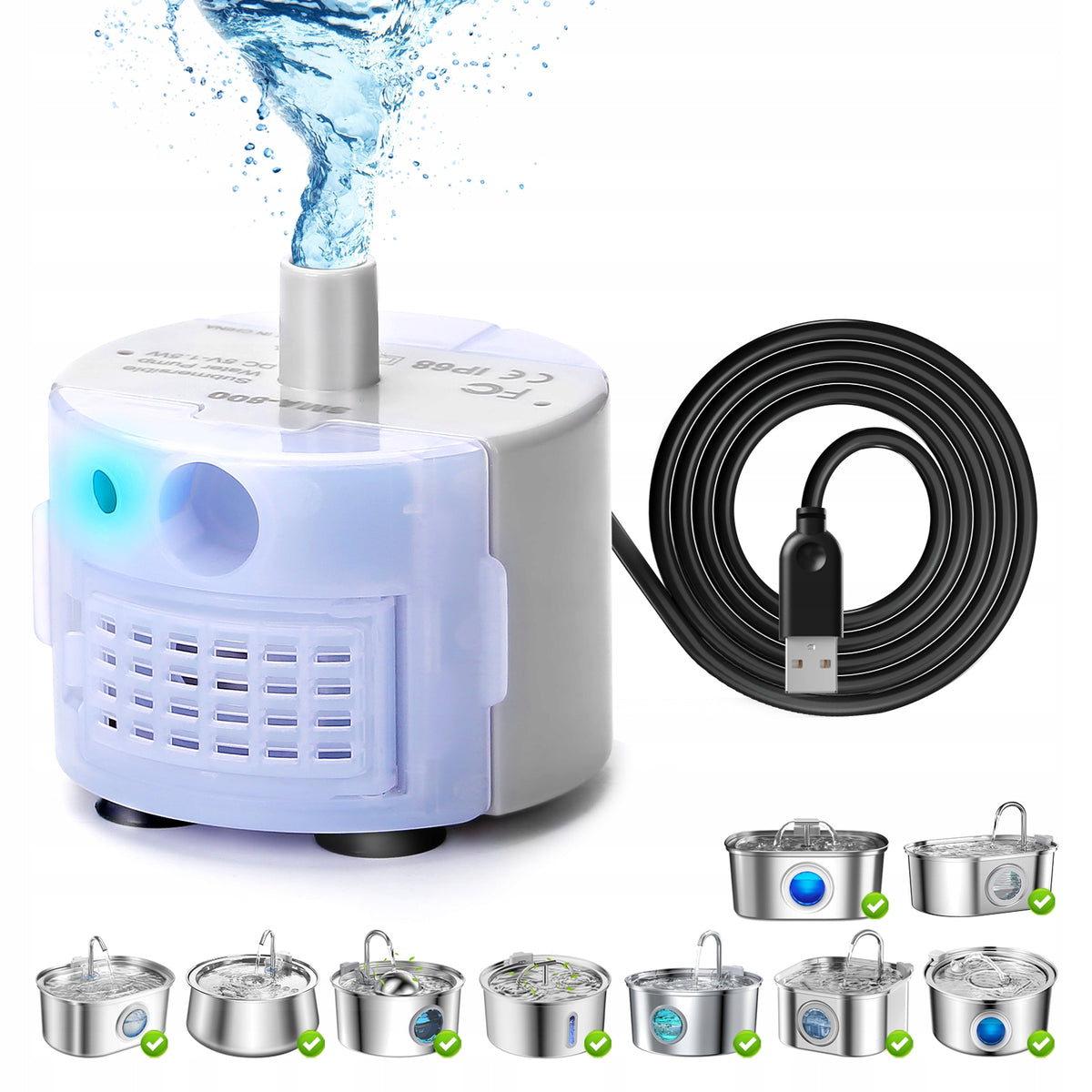 Cat Water Fountain Replacement Pump USB Pump for Pet Drinking Dispenser