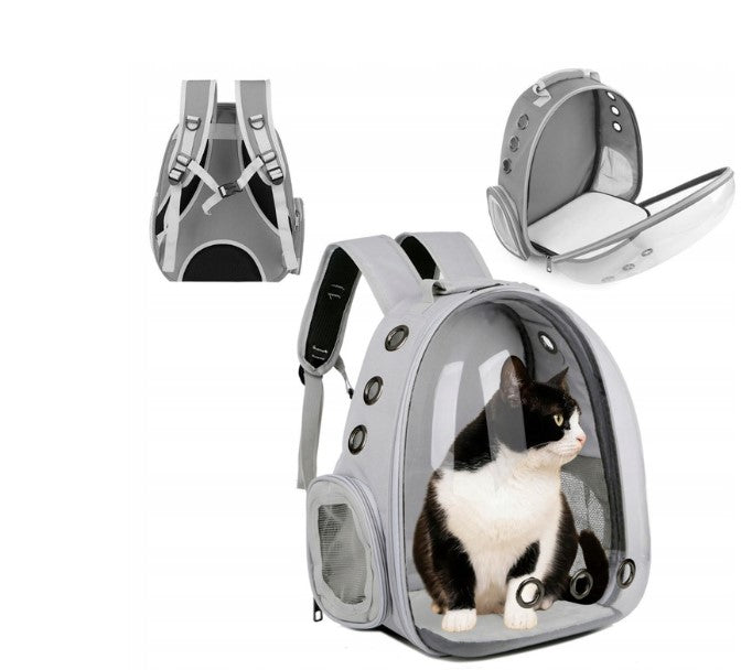 Cat backpack TRANSPORTER bag with ventilation holes 129 GREY