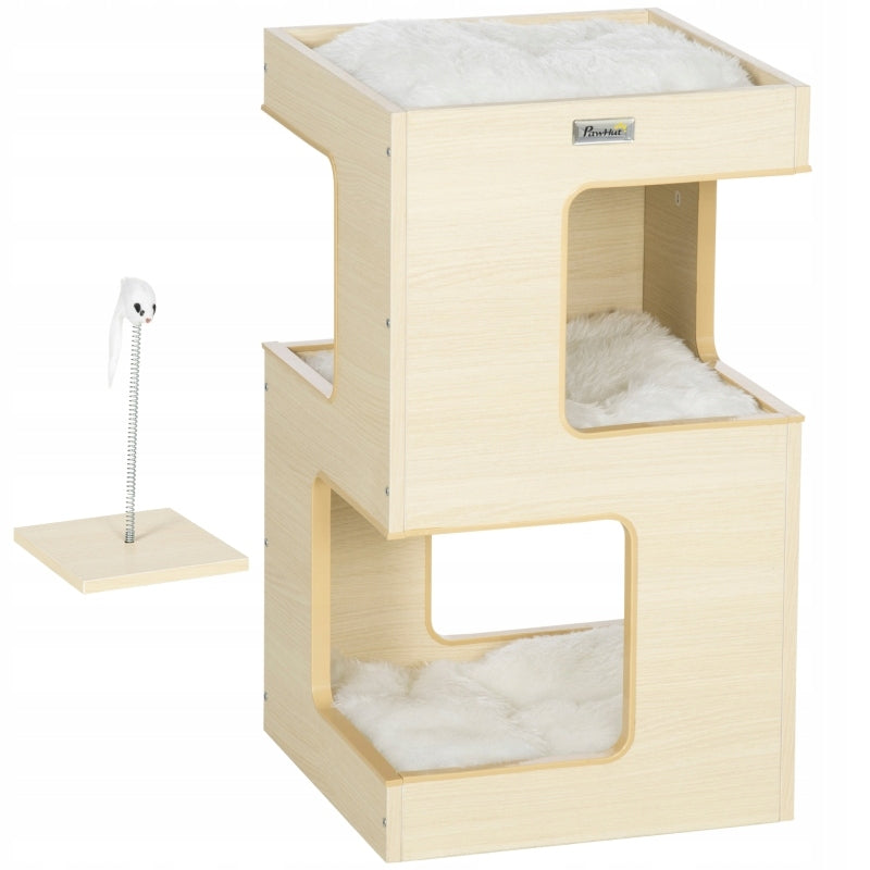 Cat barrel tower 60 cm 2 floors light grey
