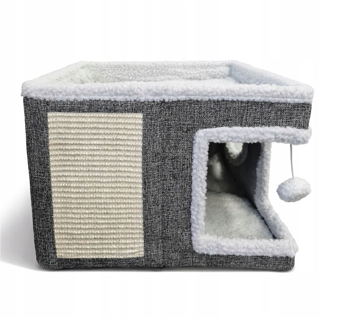 Cat bed 2in1 house scratching post with mat and toy 42x42x35cm (I700) Length 42 cm
