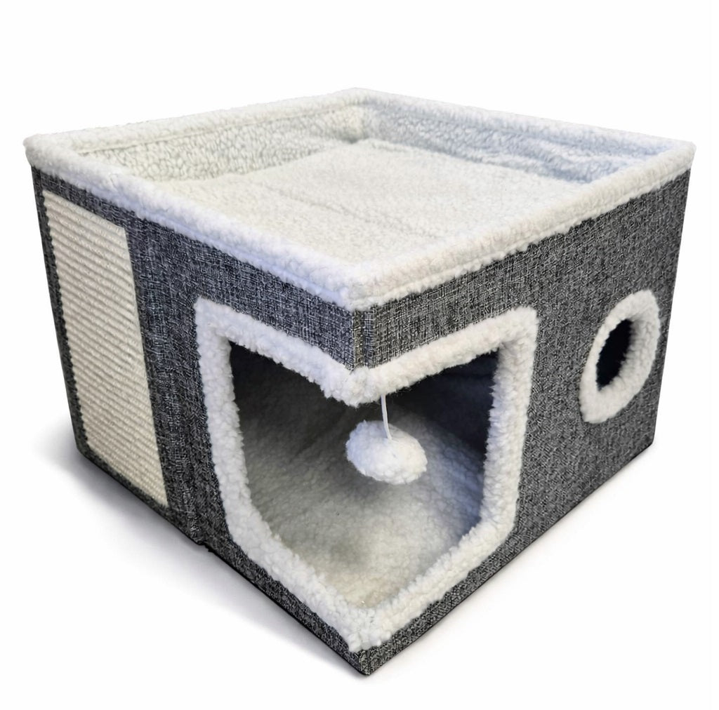 Cat bed 2in1 house scratching post with mat and toy 42x42x35cm (I700) Manufacturer code I700