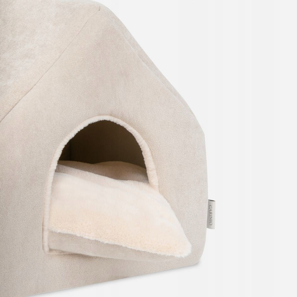 Cat bed cottage SUITE Carinio double-sided pillow 44 × 42 × 44 cm Trade name SUITE Dove Domek dla Kota i Małego Psa Zabudowany Pluszowy Legowisko Dwustronna Poduszka 44×42×44 cm
