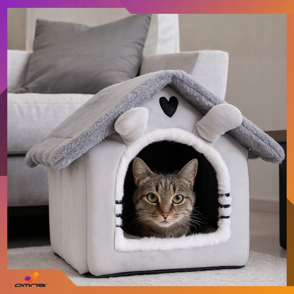 Cat bed cottage booth plush pillow kennel for cats small dogs Packaging status original