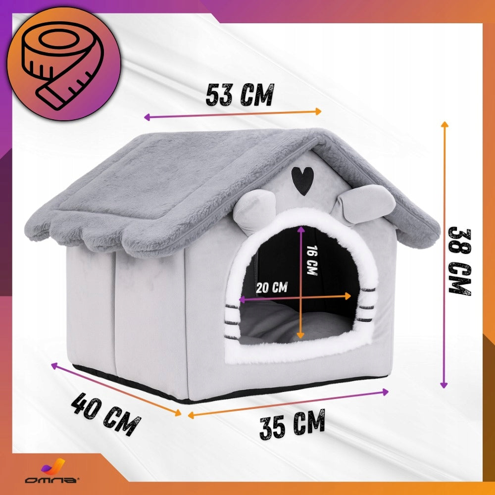 Cat bed cottage booth plush pillow kennel for cats small dogs Product width 35 cm
