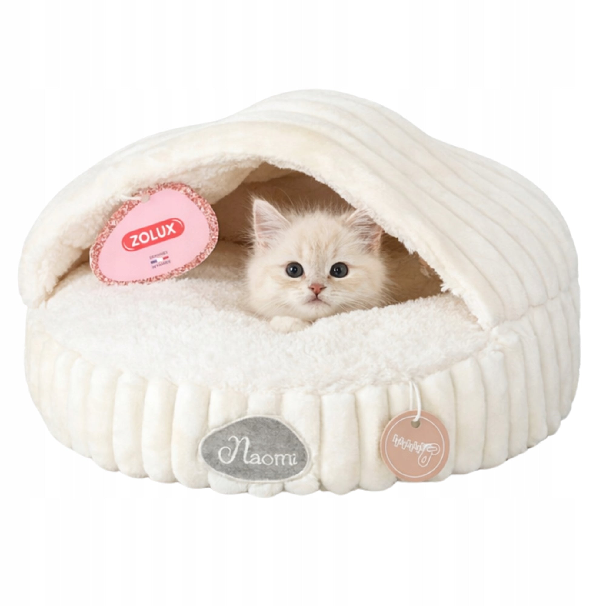 Cat bed, dog bed with cover beige, soft fluffy Length 45 cm