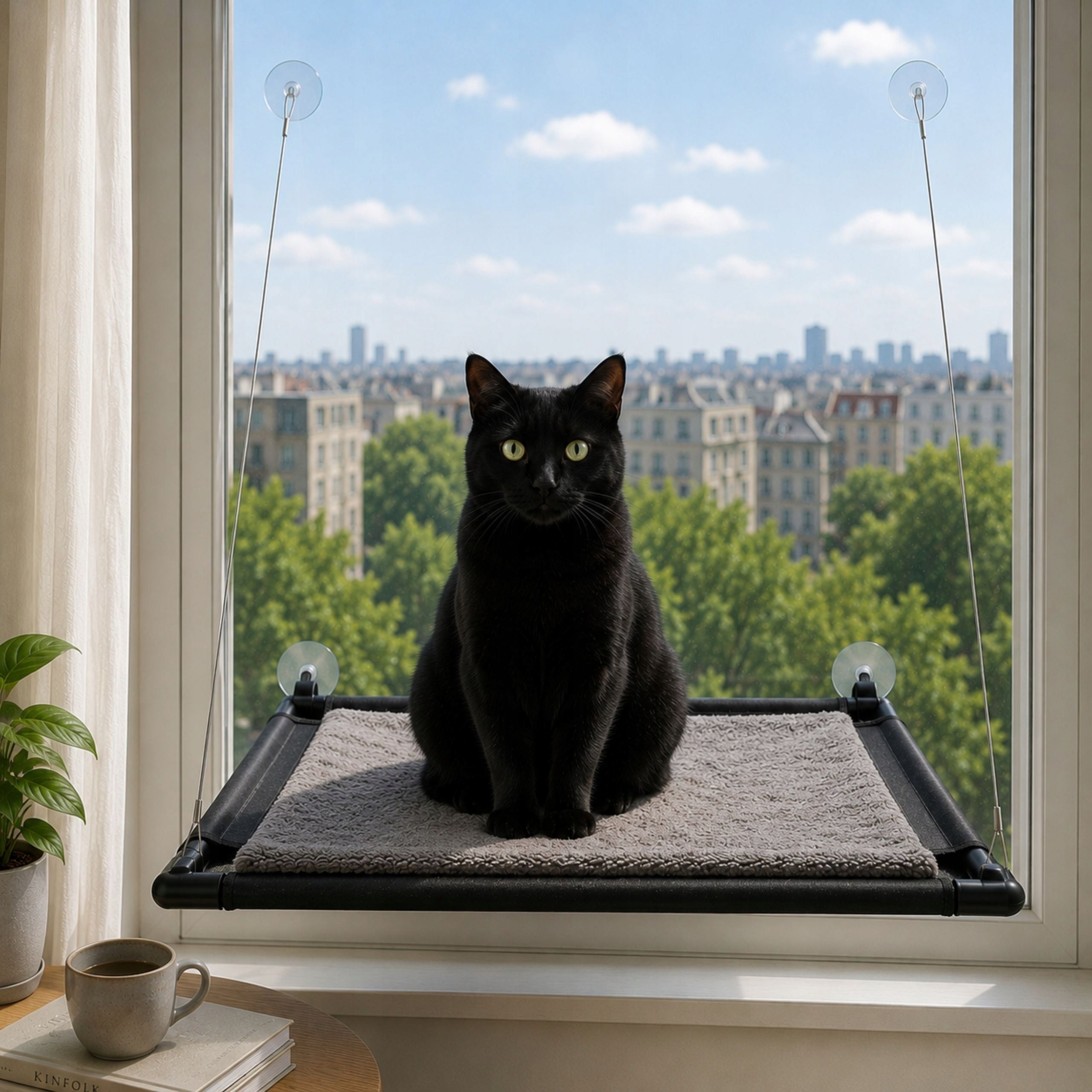 Cat bed on suction cups 66,5x41 cm hanging on the window soft Length 66.5 cm