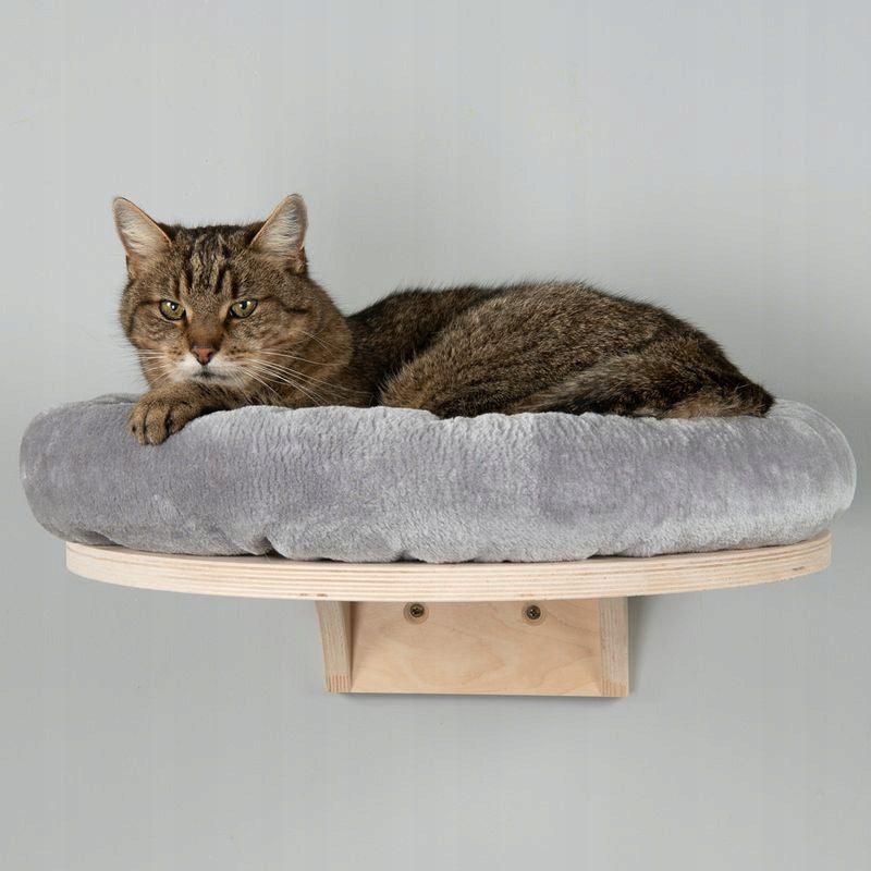 Cat bed, plush, to attach to the wall Ø 48 cm, grey