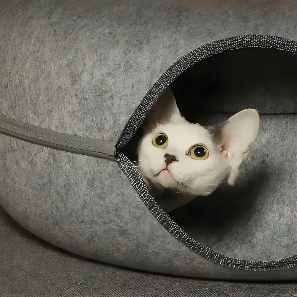 Cat bed tunnel donut cottage bedding toy scratching post large 60cm felt Length 60 cm