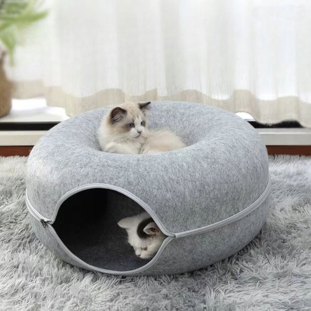 Cat bed tunnel donut cottage bedding toy scratching post large 60cm felt Packaging status original