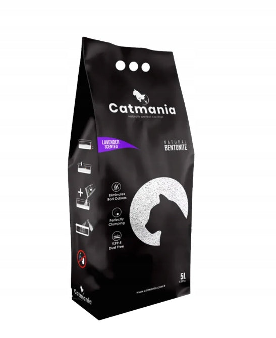 Cat bentonite litter CATMANIA Lavender 5L clumping dust-free