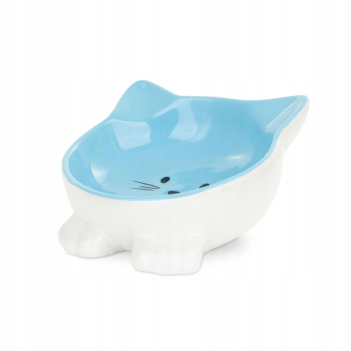 Cat bowl blue on legs shape ceramic cat 11,5cm Packaging status original