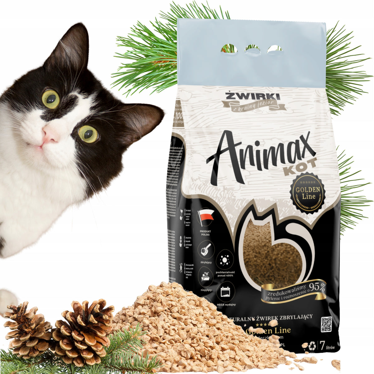 Cat clumping litter Animax biodegradable pine straw 7L 4,5kg