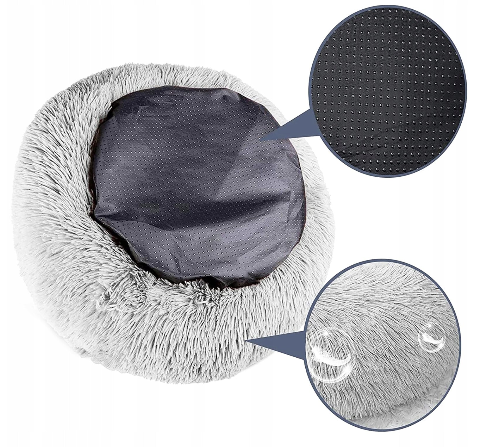 Cat dog bed L hairy soft non-slip pillow 60 cm Color gray