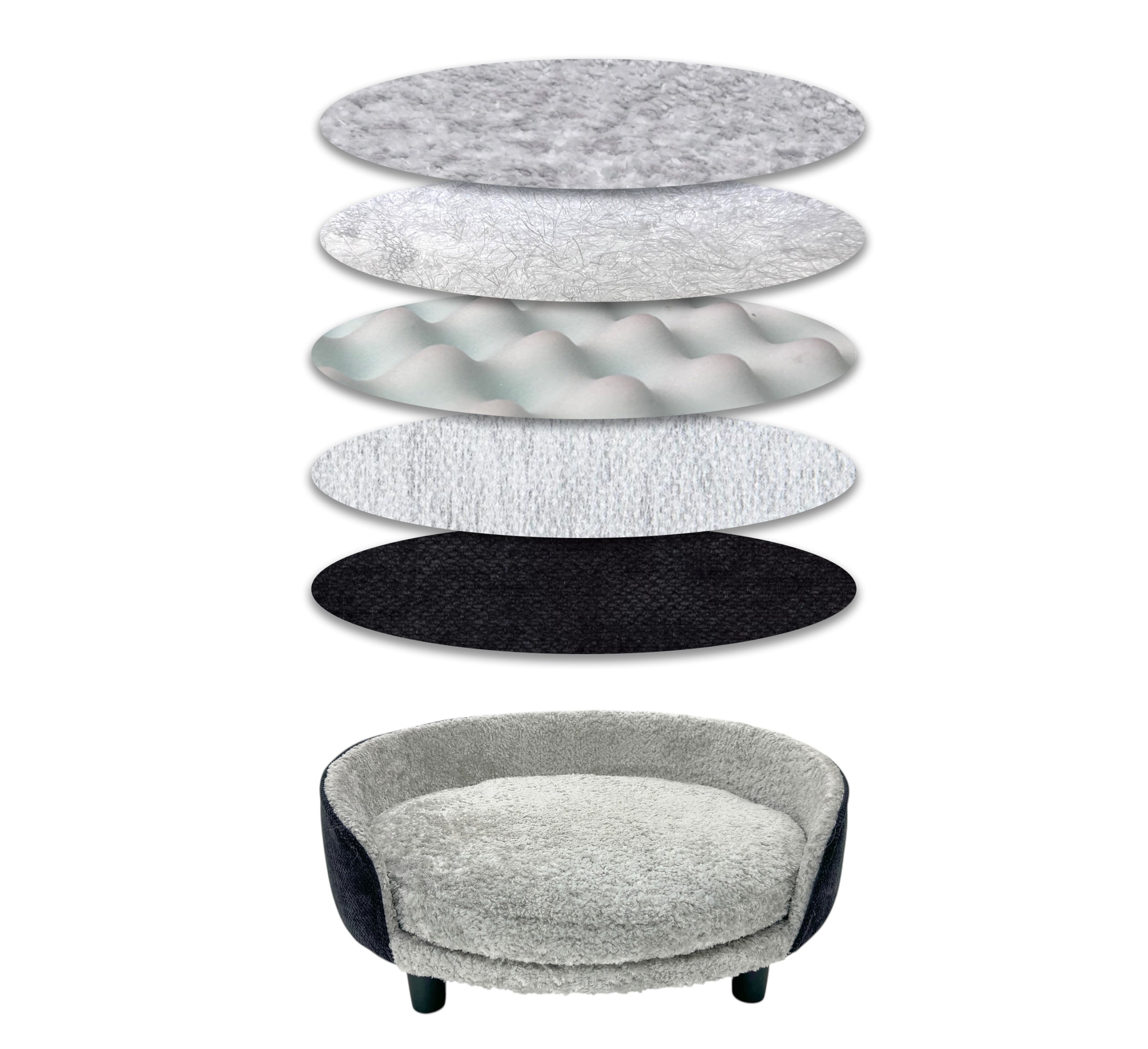 Cat dog bed made of strong fabric cat dog ideal gift + FREEBIE Model Legowisko szaro czarne pluszowe z mocnej tkaniny