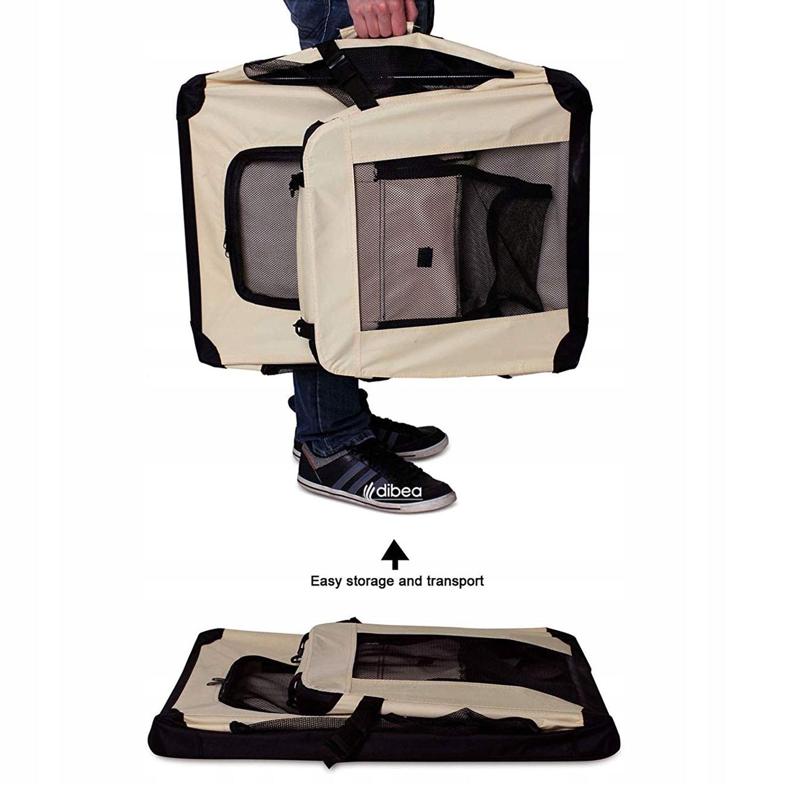 Cat dog transporter 42 cm x 60 cm x 44 cm beige Lionto large Kind carrier