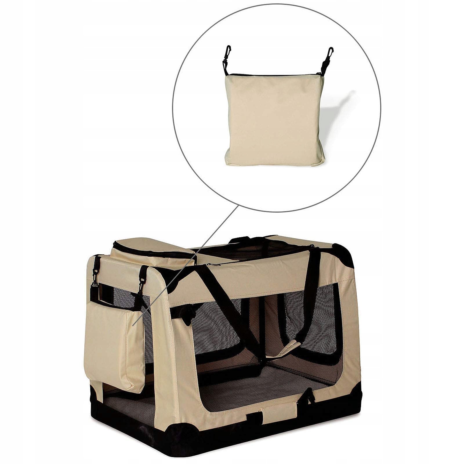 Cat dog transporter 42 cm x 60 cm x 44 cm beige Lionto large Trade name TORBA TRANSPORTOWA