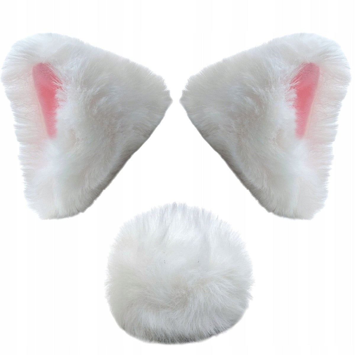 Cat ears + tail for helmet fur 2 pcs White Manufacturer no brand