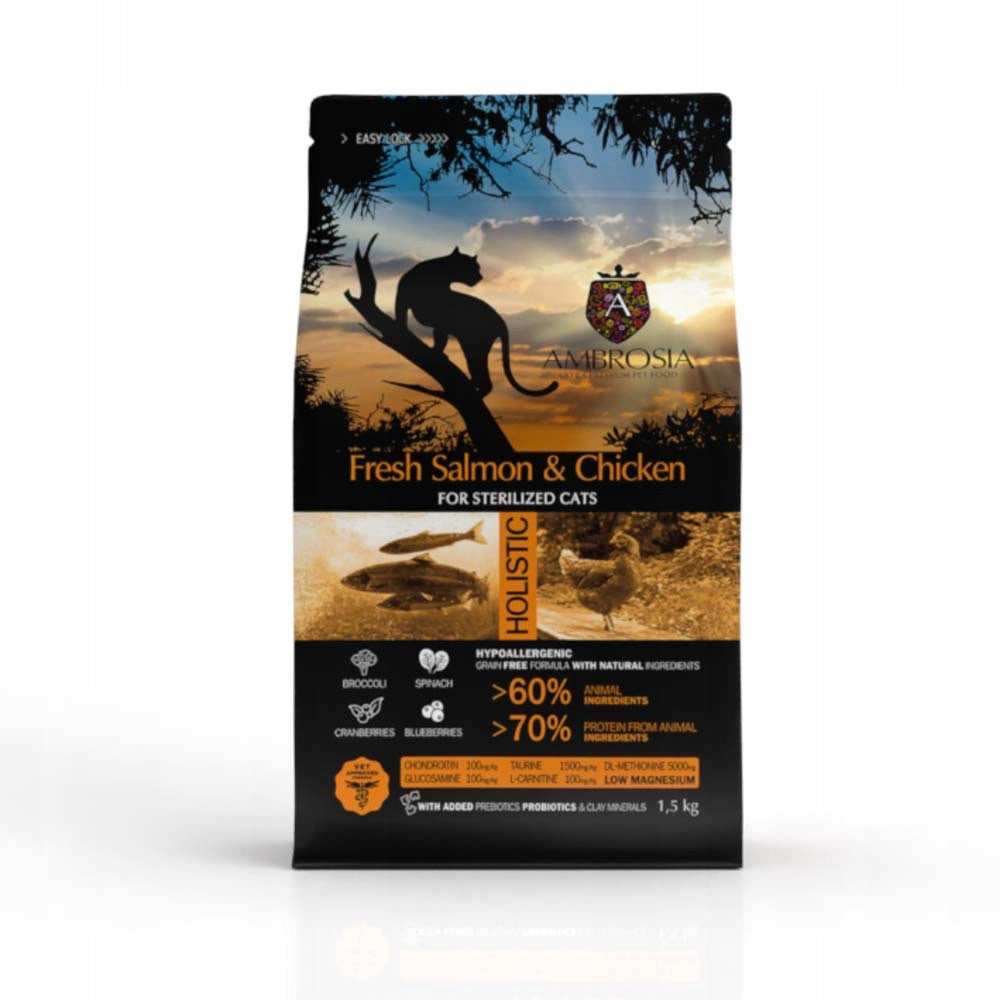 Cat food AMBROSIA sterilization fresh salmon and chicken 1.5kg
