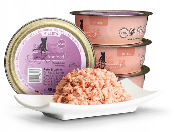 Cat food Catz Finefood Tray Fillet N.411 Turkey Chicken Lamb 85g Manufacturer code 14776