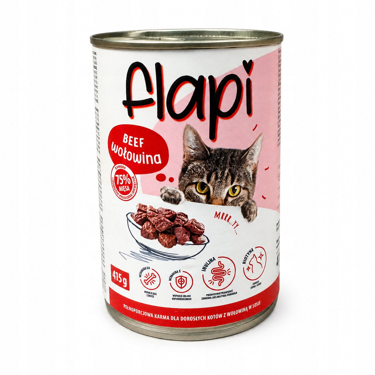Cat food FLAPI Pieces with beef in sauce 415g