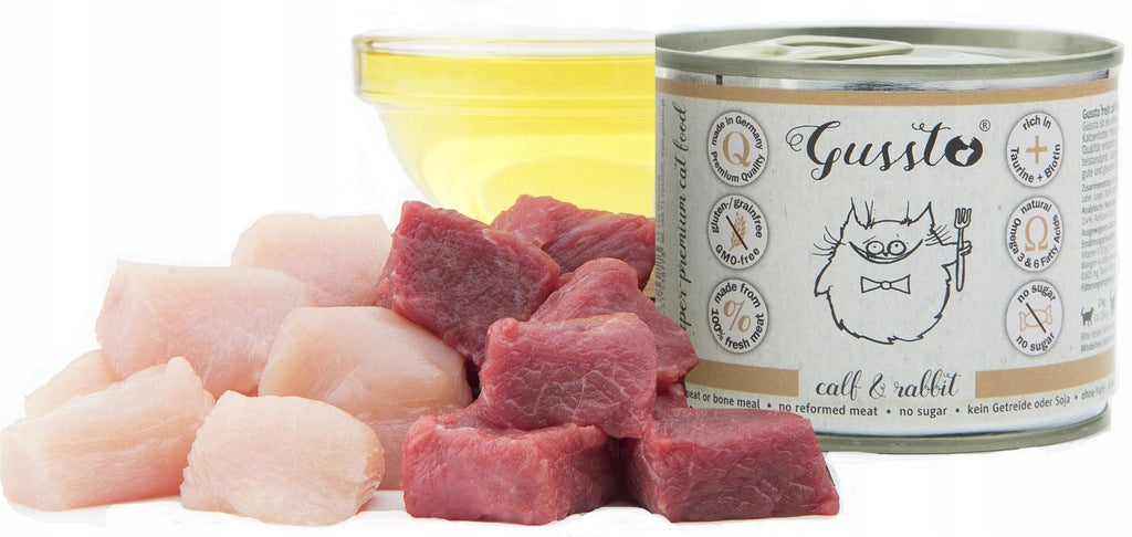 Cat food Gussto FRESH veal rabbit 200g wet cat food