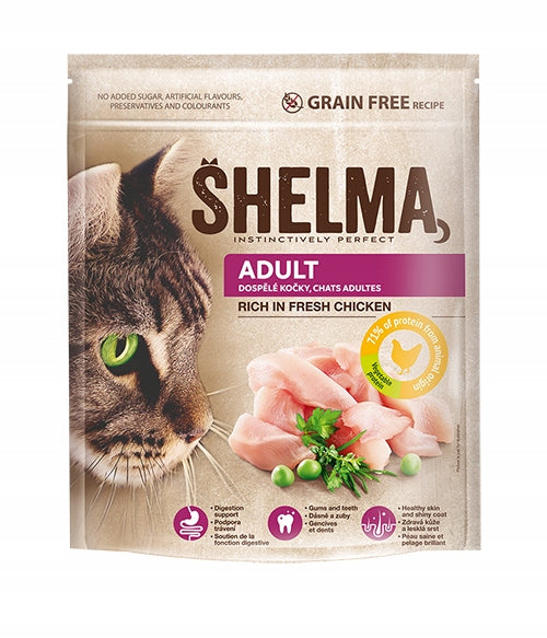 Cat food, dry SHELMA Adult - rich in fresh chicken 0,75 kg