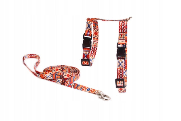 Cat harness + leash 120 cm soft comfortable made in Poland boho Brand Matteo