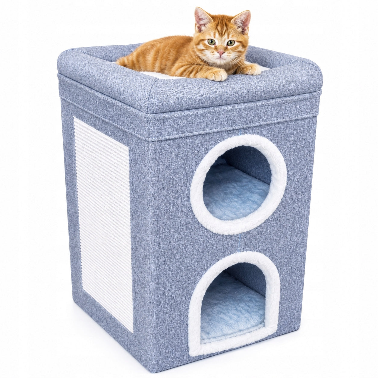 Cat house with scratching post and bed grey tower booth 3 levels 64 cm