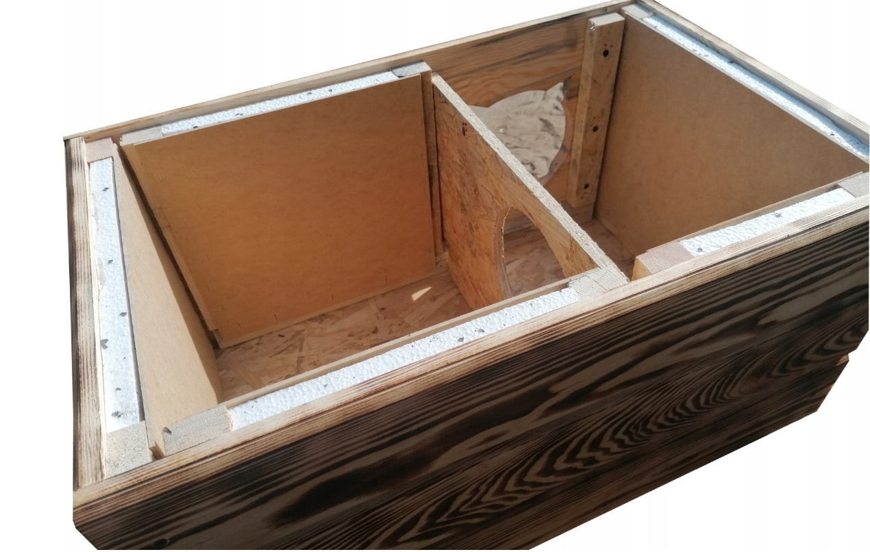 Cat kennel with vestibule and curtain cat house insulated kennel for Manufacturer code buda dla kota z przedsionkiem