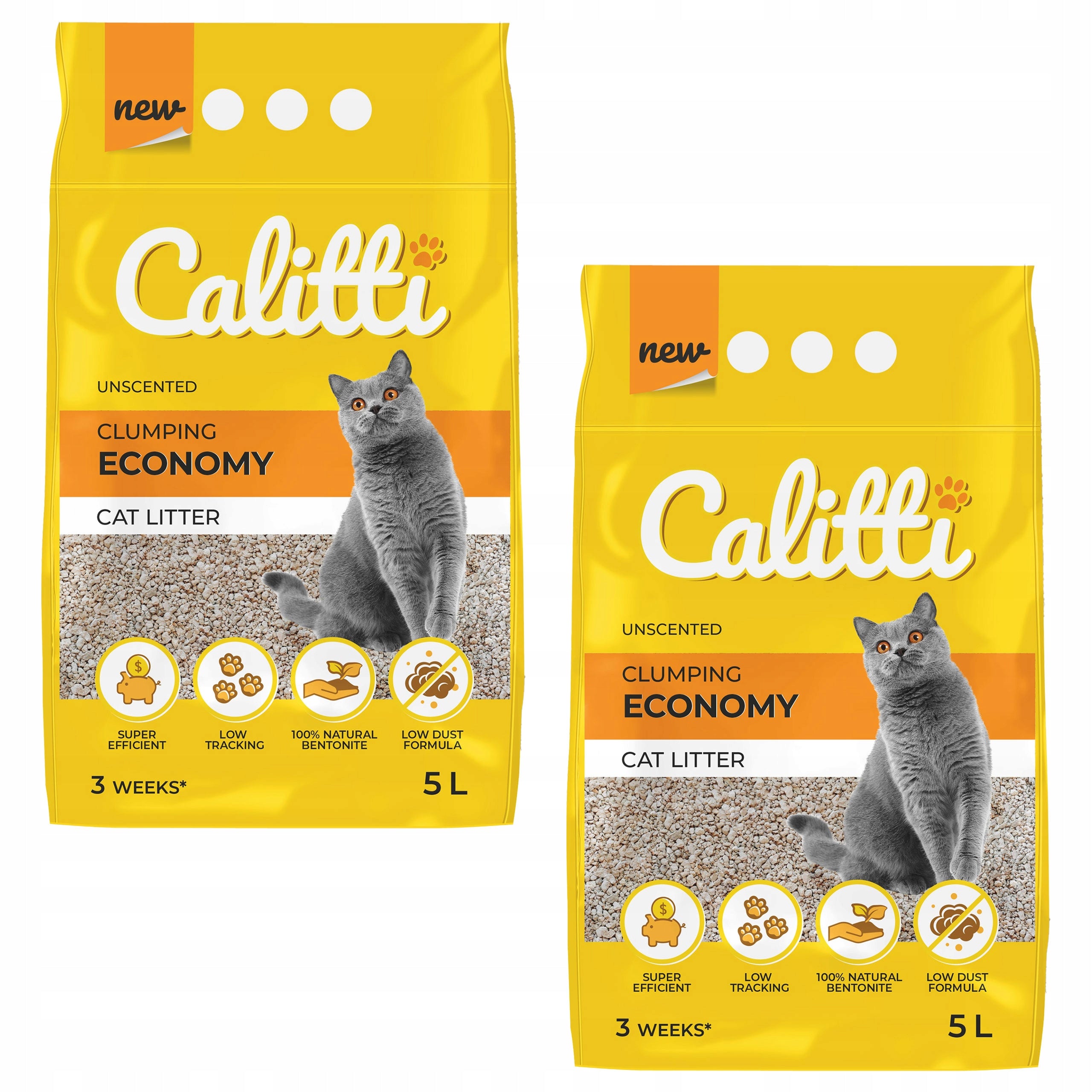 Cat litter Calitti bentonite unscented 5 l Volume 5 l