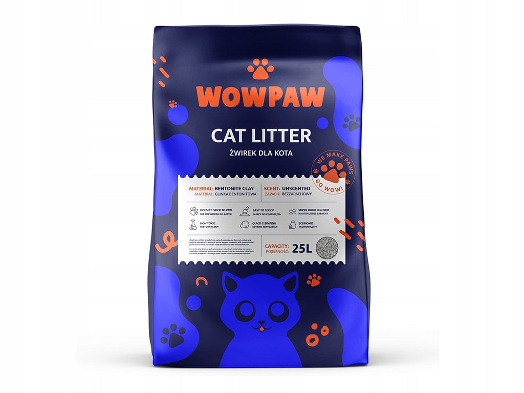 Cat litter WowPaw bentonite unscented clumping 25 l