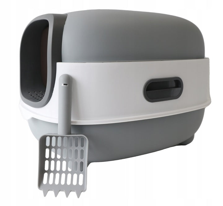 Cat litter box LARGE 54cm CLOSED UV litter toilet grey SPATULA HT01 Packaging status original