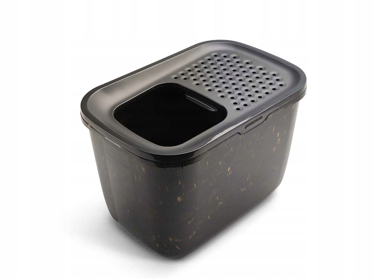 Cat litter box Savic HOP IN top entrance Marble black gold