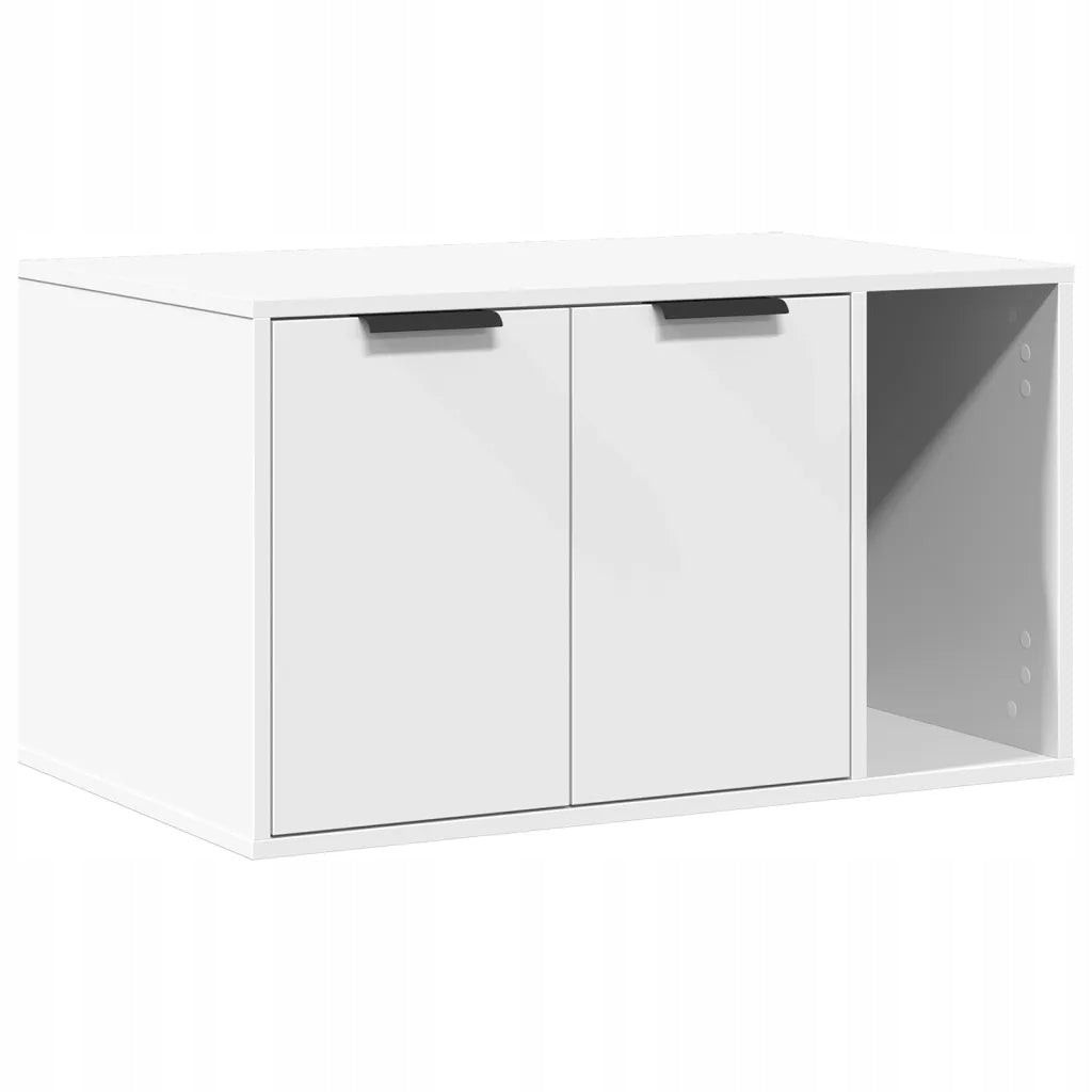 Cat litter box cabinet with customizable, white, 80x50x4