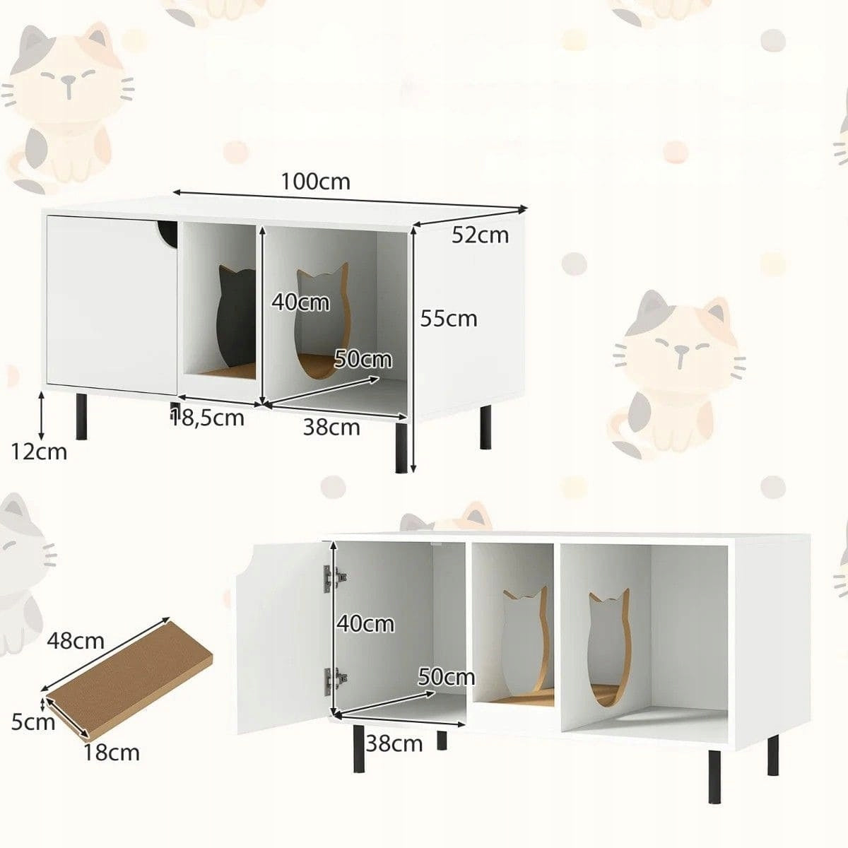 Cat litter box cabinet with scratching post Cat booth Brand Costway