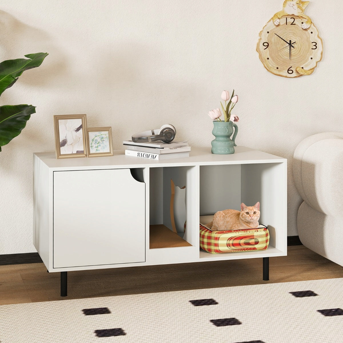 Cat litter box cabinet with scratching post Cat booth Length 52 cm