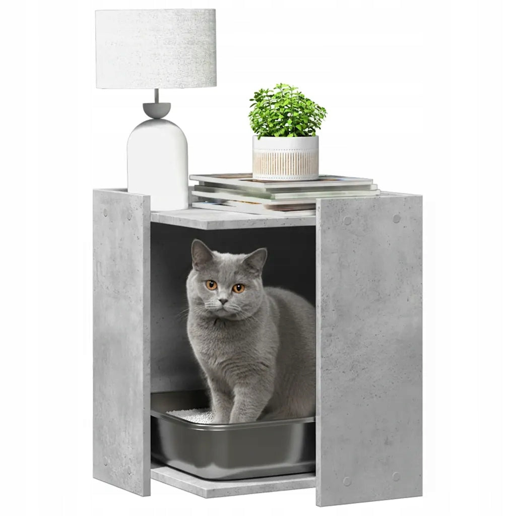 Cat litter box cabinet with side table function, grey concrete, 4 Manufacturer code G0989461