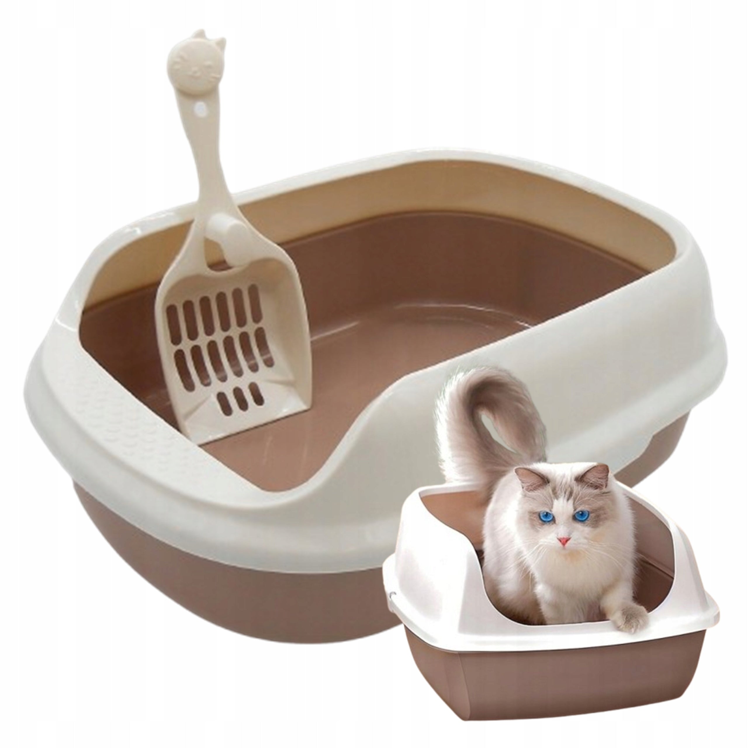 Cat litter box cat small open with spatula high frame 39,5x29,5x13,5 cm