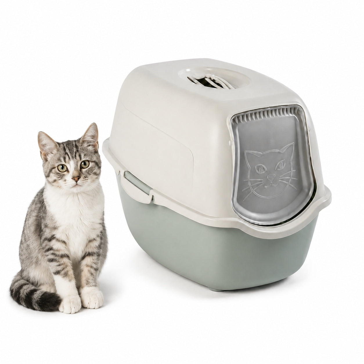 Cat litter box closed Rotho BAILEY green