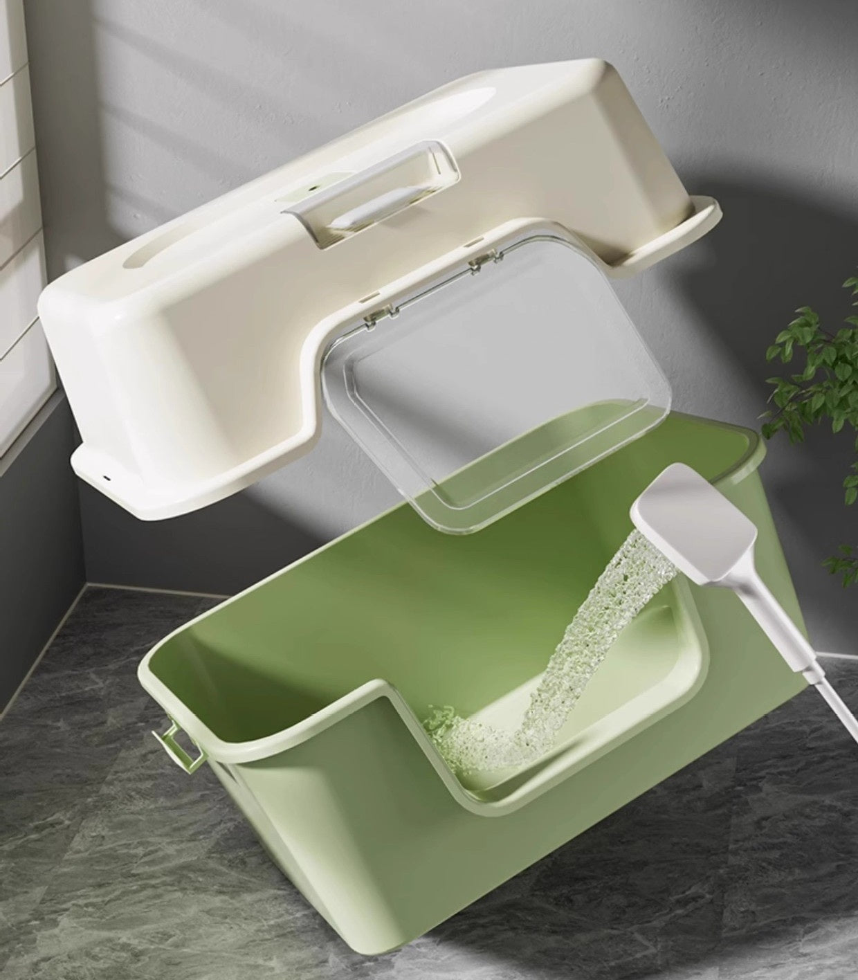 Cat litter box closed with spatula 52x35x35 Light grey,Easy to clean Brand no brand