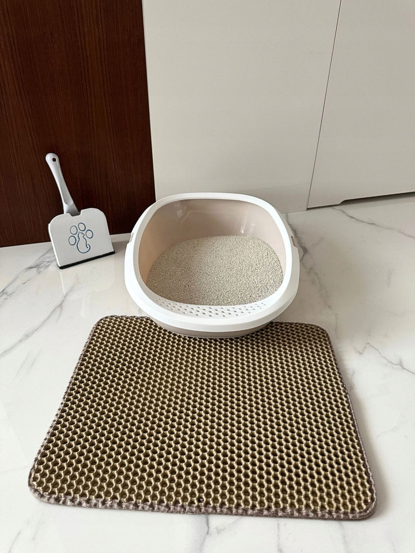 Cat litter box mat, Cream, Size 40cm x 50cm