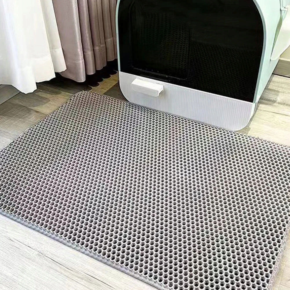 Cat litter box mat Double layer wiper pad Grey 75x55 cm Product width 55 cm
