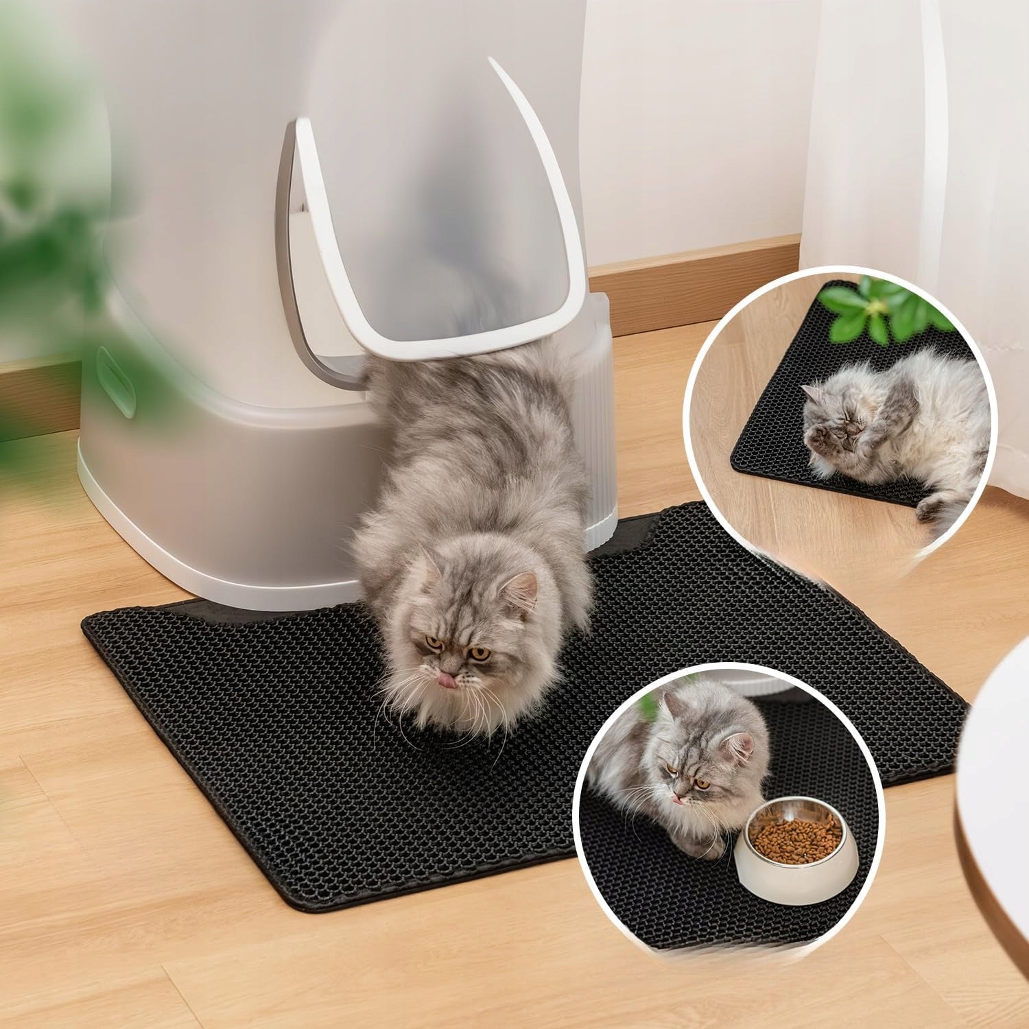 Cat litter box mat double layer black LARGE XXL 58x42 cm Brand no brand