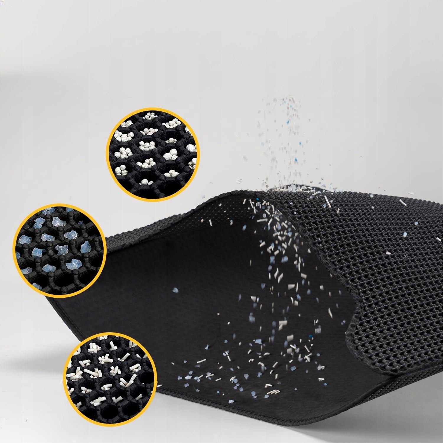 Cat litter box mat double layer black LARGE XXL 58x42 cm Manufacturer code B250