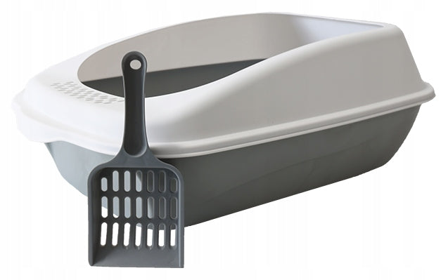 Cat litter box open high grey + spatula CLASSIC 35x50x17